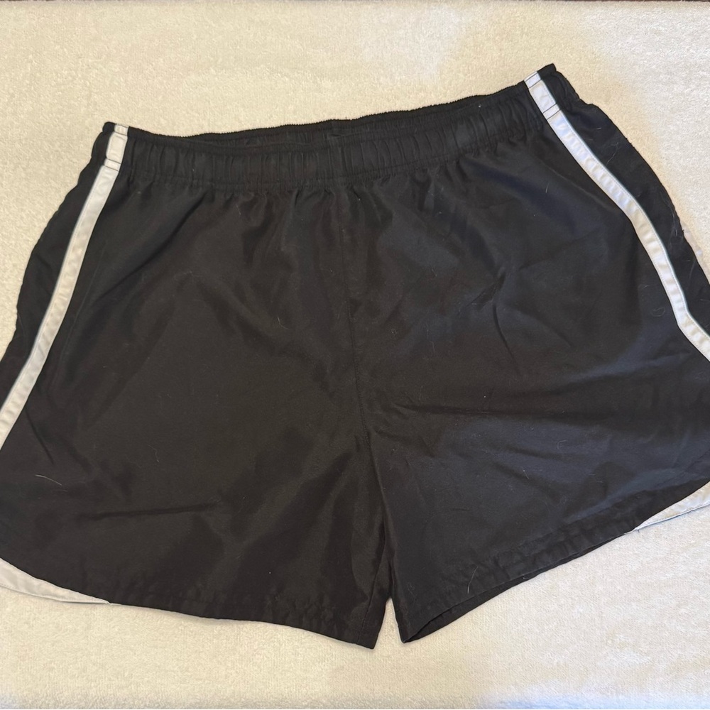Black Athletic Shorts with White Trim